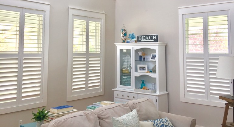 Sacramento California shutters in living room